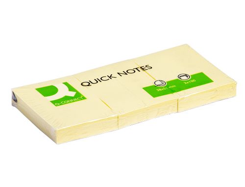 Bloco de notas adesivas q-connect amarelo 38 x 51 mm com 100 folhas , Q-connect , 25939 , 5706002105006